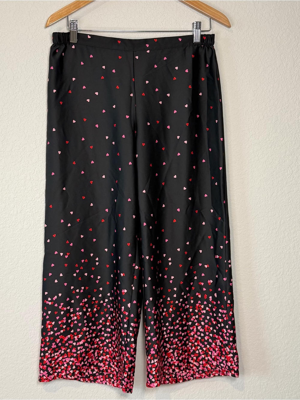 kate spade Black Pajama pants with Pink Heart Print